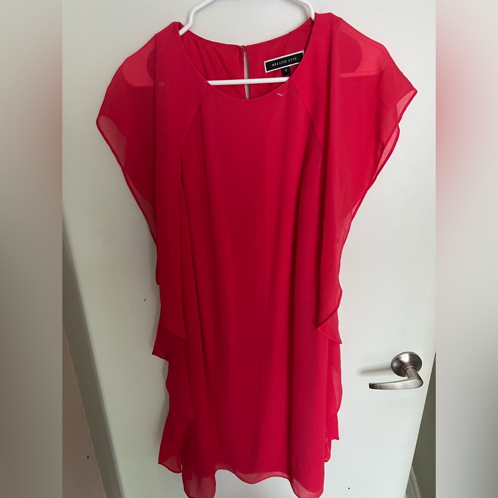 Beautiful pink cocktail length dress in hot pink